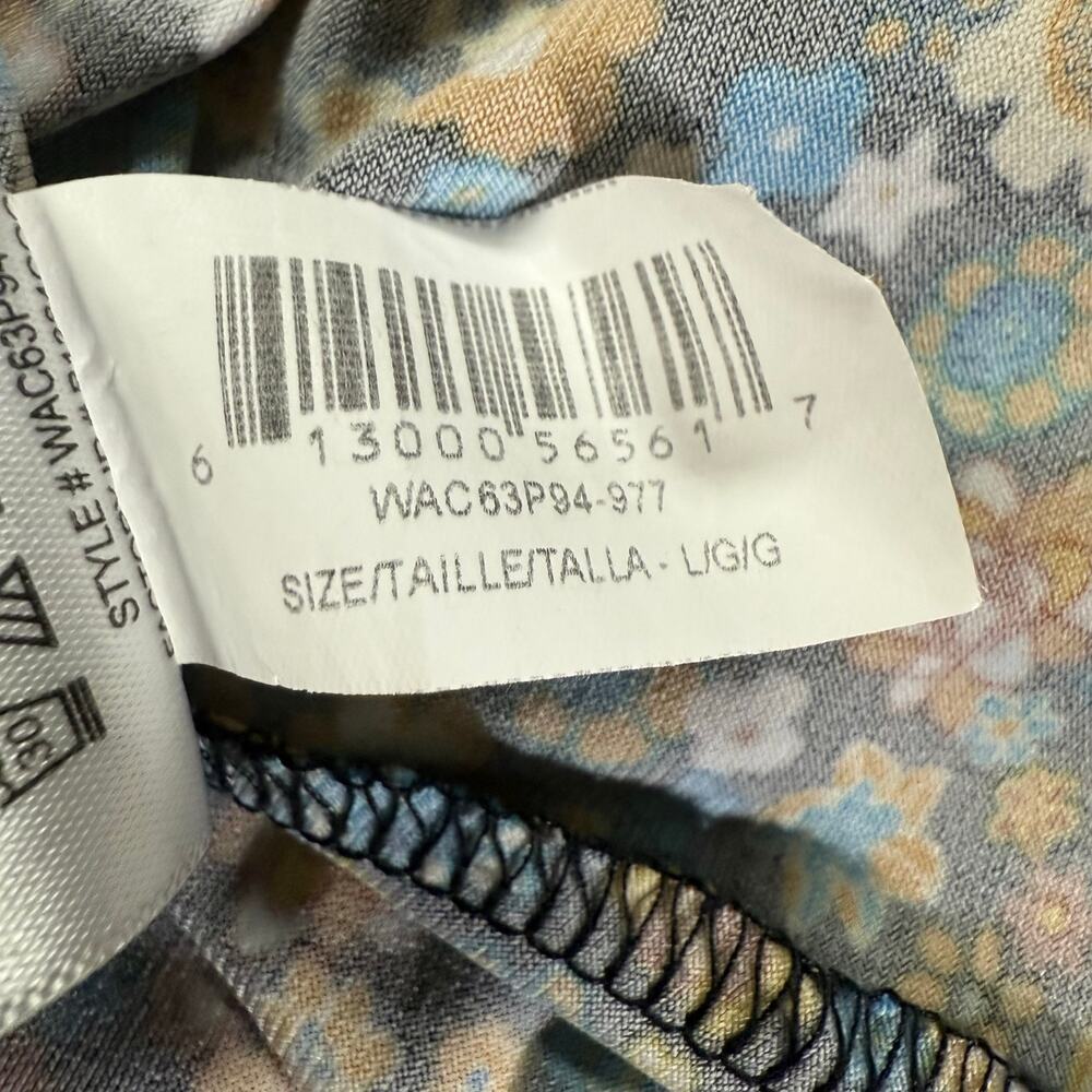 BCBG Generation Black Multicolor Floral Print Short Sleeve A-Line Flowy Dress L - Picture 7 of 7